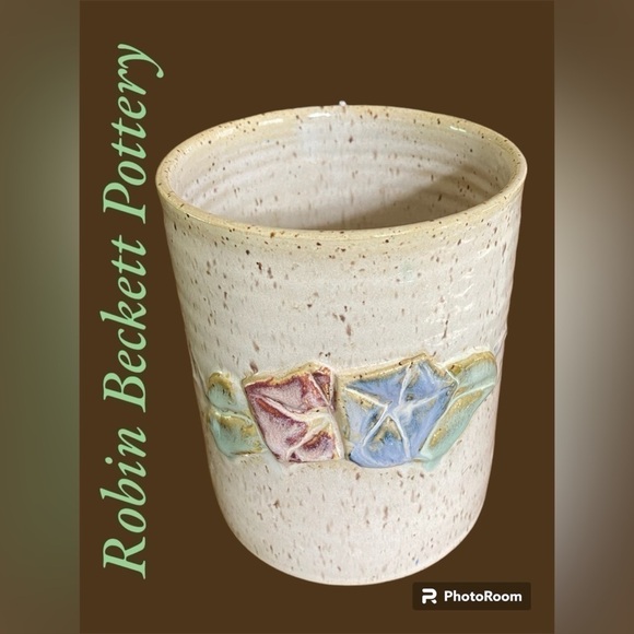 Robin Beckett Pottery-Morning Glories vase by Robin Beckett NC art pottery. EUC! - Picture 4 of 13